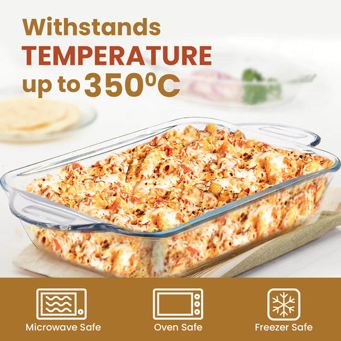 Elite Glass Baking Tray With Handle - 800ml