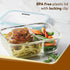 Elite Two Compartment Lunch Container, Borosilicate Glass Body, Leak proof Locking Lid, , Airtight Tiffin Containers, Microwave Oven Safe, 600Ml, Transparent