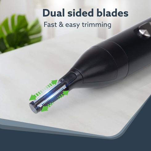 Nose & Ear Hair Trimmer, Eyebrow Trimming, Rechargeable, Stainless Steel Blade, Face Grooming, Men Women