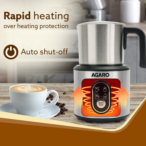 Regal Milk Frother for Coffee, 4 in 1 Electric Detachable Milk Frother and Heater | Made of Stainless Steel with Hot & Cold Foam Function for Latte, Cappuccino, Macchiato, Hot Chocolate