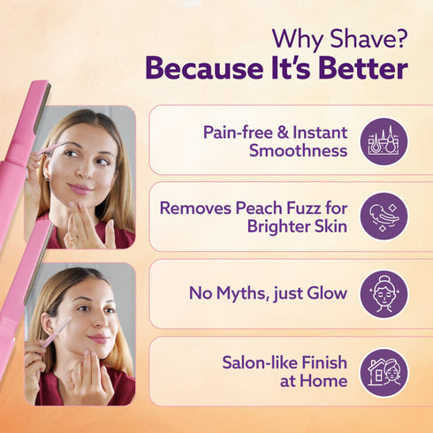 Imperial Face & Eyebrow Razor for Women (Pack of 3) | Dual Blade Head with German Blades | Easy Facial Hair Shaping & Shaving | Reusable up to 5 Times | Rust-Free Durable Blades