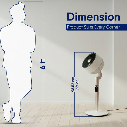 Royal 3D Air Circulation Tower Fan with Mood Lamp, Ultra-Quiet BLDC Standing Fan for Home & Office Use, Touch & Remote Control, 12 Wind Speed, 5 Modes, 90˚ Horizontal & 90˚ Vertical Oscillation