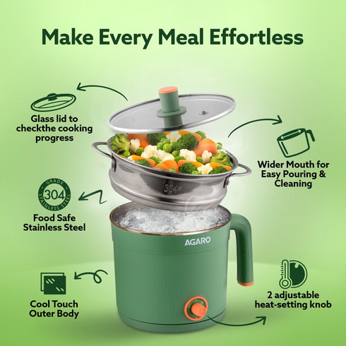 Regency Multi Cook Kettle With Steamer - 1.2 Litres - Sea Green