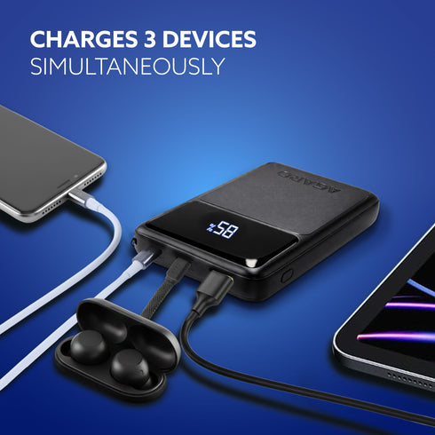 Ignite 10000 mAh Compact Power Bank, 45W Quick Charging for Smartphones