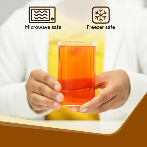 Elite Borosilicate Glass Tumbler, Serves Water, Cold Drinks, Juice, Milk, Pack of 6, 300 ml, Flame Proof Glasses, Microwave & Dishwasher Safe, Transparent