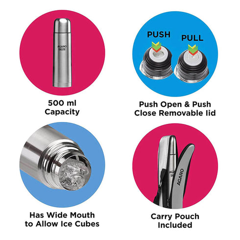 Delight Stainless Steel Flask, 500ml, Grey