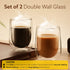 Elite Double Wall Glass 300ml, Pack of 2 | Premium Borosilicate, Heat Resistant, Microwave & Dishwasher Safe, Ideal for Coffee, Tea, Latte & Cold Beverages