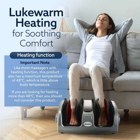 Elite Air Compress Foot Massager, Shiatsu Foot Massager, Kneading & Rolling Function, Lukewarm Heat, For Pain Relief, Muscle Relaxation & Improving Blood Circulation, Includes Remote Control