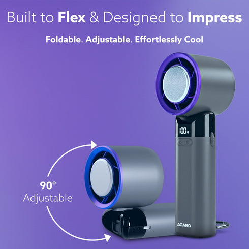 Regency Mini Handheld Fan with Ice Touch Technology, 100 Adjustable Speeds, 4000mAh Rechargeable Battery, USB-C Charging, Foldable Portable Fan with Smart Digital Display, Use for Home