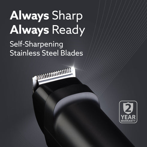 MT 8001 Beard Trimmer for Men, 60min Run Time, USB Charging, Fast Charge, 20 Length Setting, Rechargeable Battery, Black