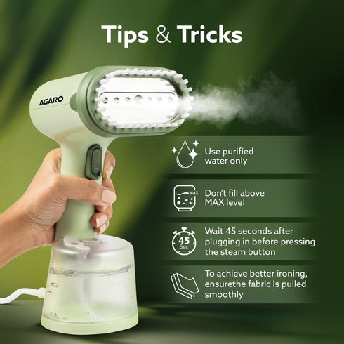 Regency Handheld Garment Steamer, Wrinkle Remover, Iron, Fast Heat, Ceramic Steam Nozzle, 1200W, 250 ML Water Tank, Detachable Fabric Brush