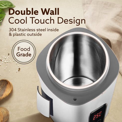 Delite Portable Electric Kettle, 500 Ml, Fast Boiling, Adjustable Temperature, Keep Warm, Porridge, Double Layered Body, Travel Electric Kettle, Hot Water, White