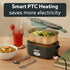 Electric Lunch Box, 1.5L Food Heater for Daily Office Use & Travel, Portable Food Warmer, Stainless Steel Container, Reheat in 30 Min, Leak-Proof, Detachable Cord, 2 Compartment, PTC Heating
