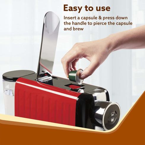 Galaxy Espresso Coffee Maker Single Serve Coffee Maker, Powerful 20 Bar Pressure, 650ml Water Tank, Automatic Temperature Control, Custom Brewing Volume, Anti Drip, Metal Body, Red