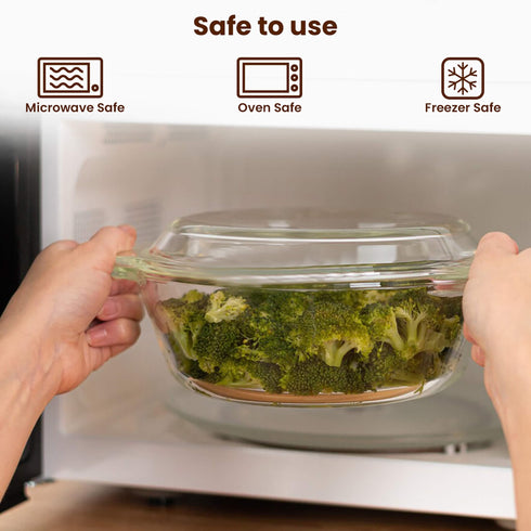 Elite Glass Casseroles With Lid - Set of 2 - 700, 1000 ml
