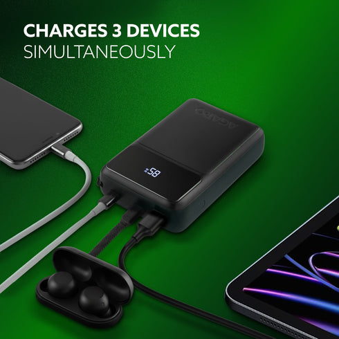 Spark 20000 mAh Compact Power Bank, 45W Quick Charging for Smartphones