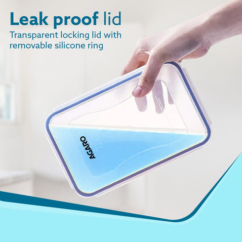 Airtight Container, Food Storage Container With Lid, Multipurpose Kitchen Container, Rectangular Plastic Body, Leak Proof, BPA Free, Capacity 500ML, 1L, 1.5L, Set of 3