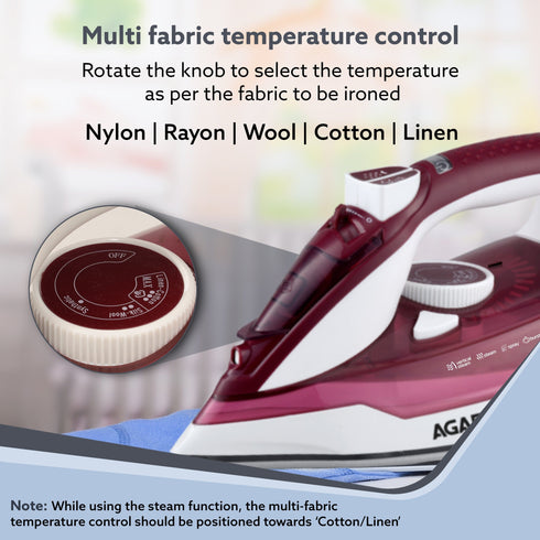 Imperial Steam Iron, 2200W, Maroon