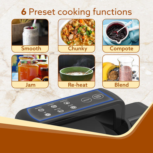 Elite Soup Maker, 1 Litre, Automatic Blending & Heating, 6 Preset Cooking Functions, Copper Motor, 900W, Stainless Steel Blades, Grey