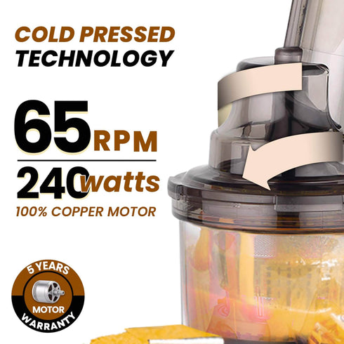 Royal Slow Juicer - Black | Best Cold press Slow juicer with 2 Jars, 3 Strainers