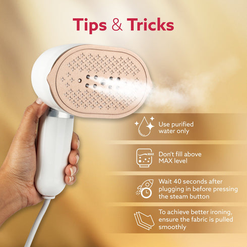 Regal Mini Garment Steamer, 1200 Watts, Wrinkle Remover, Fast Heating, Scratch Resistant Titanium Coated Plate, 2In1 Horizontal Vertical Use