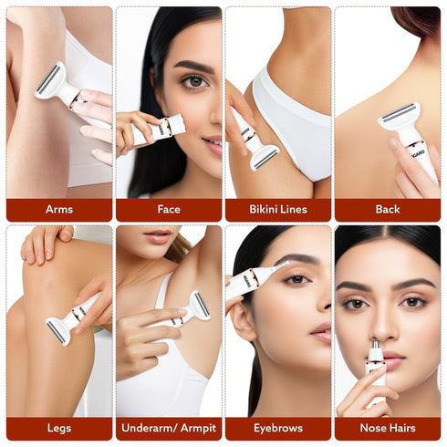 Female Multi Trimmer 3117 – Facial Hair Removal Machine, Bikini Trimmer, Eyebrow & Nose Hair Trimmer Painless body hair trimming. Type-C charging, up to 90 minutes runtime,White.