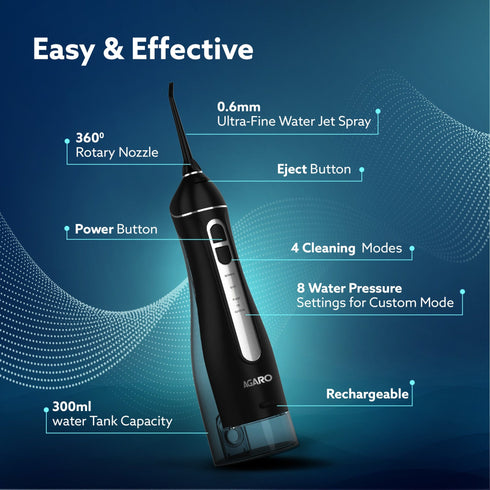 Ultra Dental Flosser for teeth, 5 Nozzles, Portable,Cordless & Rechargeable,4 Cleaning Modes,IPX7 Waterproof with 300ml Watertank, Flossing at Home & Travel,Oral Flosser,Oral Irrigator