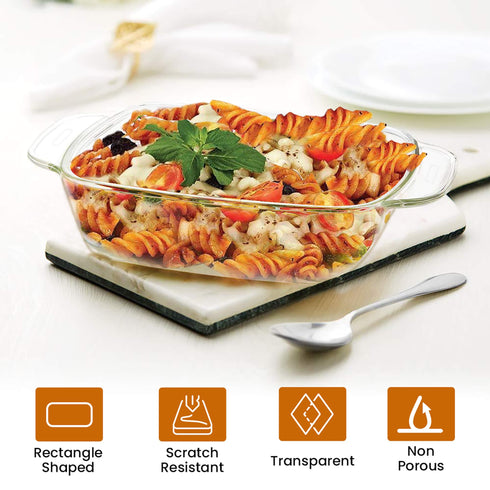 Elite Glass Baking Tray With Handle - 800ml