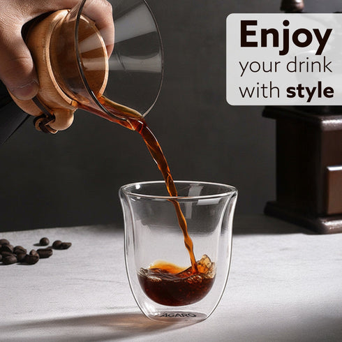 Elite Double Wall Glass Espresso Cups 80ml, Pack of 2 | Premium Borosilicate, Heat Resistant, Ideal for Coffee, Tea, Latte, Microwave & Dishwasher Safe