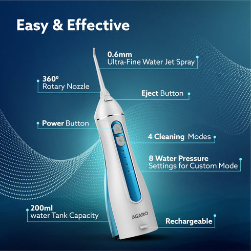 Ultra Plus Portable Dental Flosser: 8 nozzles, 4 modes, cordless, rechargeable, IPX7 waterproof, 200ml tank. Ideal for home/travel oral care.