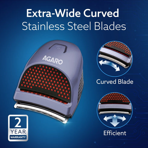 Hair Clipper 1717: Cordless, waterproof trimmer with curved blades and 4 combs (3, 6, 9, 12mm). Perfect for self-haircuts, grooming, and easy cleaning