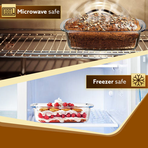 Elite Glass Loaf Tray Rectangular, 1800ml, Bake Safe, Oven Safe, Glass Dish Tray, Borosilicate Glass Tray, Serving Tray, Microwave Oven Safe, Kitchen, Food Serving, Transparent