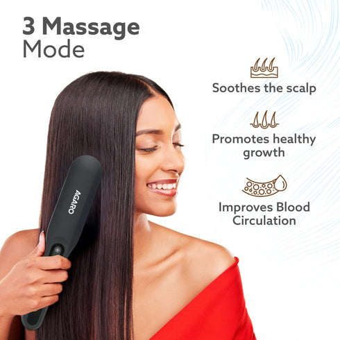 Rechargeable LED Hair Therapy Comb – Red & Blue Light with Vibration Massage | Boosts Growth, Reduces Hair Fall & Revives Scalp Health | Upto 120 Min Runtime, Unisex, Grey