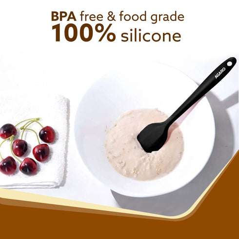 Deluxe Silicone Spatula Set of 3, Cooking and Mixing, for Non-Stick Cookware, BPA Free, Seamless Design, Black