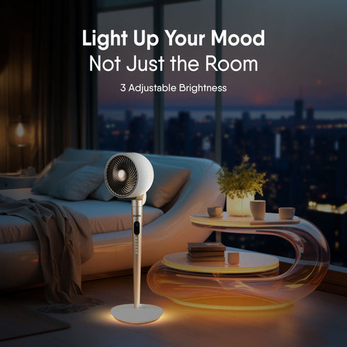 Royal 3D Air Circulation Tower Fan with Mood Lamp, Ultra-Quiet BLDC Standing Fan for Home & Office Use, Touch & Remote Control, 12 Wind Speed, 5 Modes, 90˚ Horizontal & 90˚ Vertical Oscillation