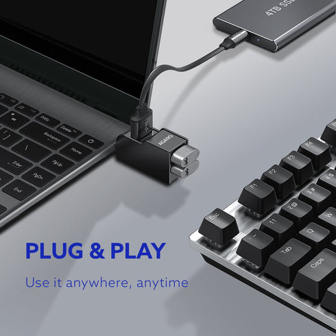 3-Port USB Hub, USB 3.0 Data Hub with High-Speed 5Gbps Transfer