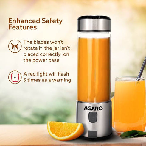 Galaxy Portable Blender, For Smoothie And Juices, Portable Hand Blender For Kitchen, USB Rechargeable Fruit Juicer Machine, 6 Sharp SS Blade, 450ml BPA Free Food Grade Jar
