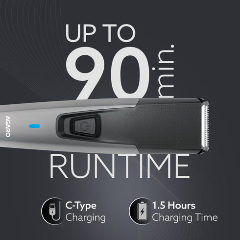 Beard Trimmer MT5005, 90 mins run time with Type C, 6 comb attachments, Self sharpening blades | Trimmer for Men