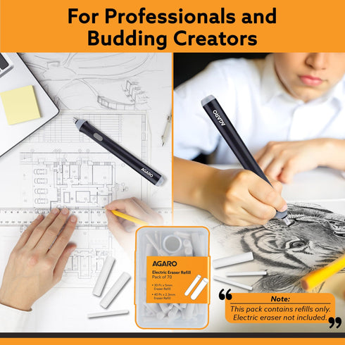 Electric Eraser Refill Pack of 70, 2.3mm & 5mm Eraser, Sketching, Drawing, Portrait Shading