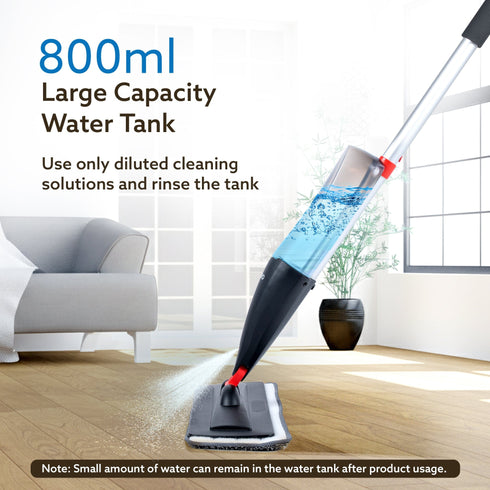 Delite Spray Mop for Dry and Wet Floor Cleaning with Washable Microfiber Pad - with 800ml Refillable Bottle for Wooden Floor, Hardwood, Marble, Laminate, Ceramic Tiles, and for Dust Cleaning