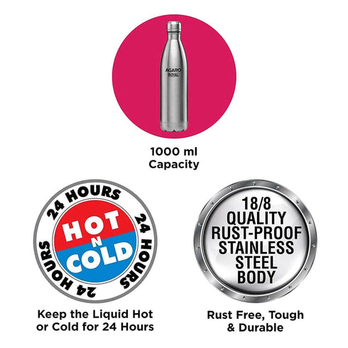 Royal Stainless Steel Flask, 1 Litre, Grey