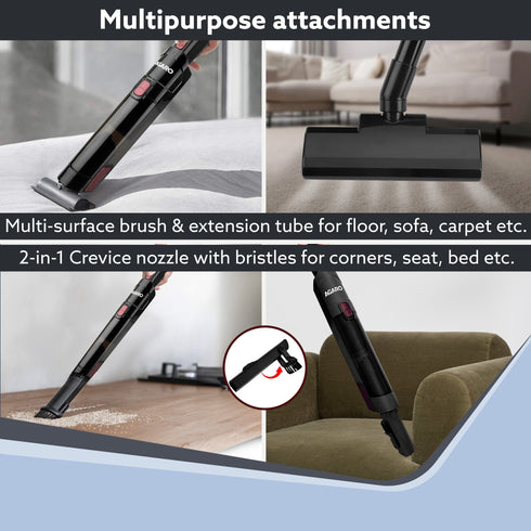 Sapphire Hand Held Vacuum Cleaner, Up to 15 kPa Powerful Suction with Fast Charging Dock, Rechargeable, Portable, Brushless Motor, Multiple Accessories, Lightweight, Home, Office & Car, Black