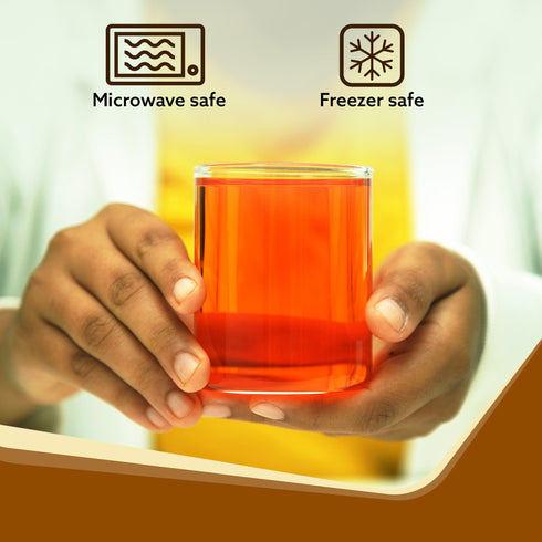 Elite Borosilicate Glass Tumbler, Serves Water, Cold Drinks, Juice, Milk, Pack of 6, 255 ml, Flame Proof Glasses, Microwave & Dishwasher Safe, Transparent