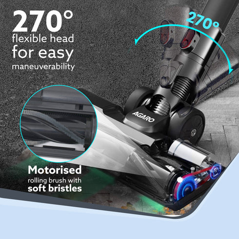 Imperial Cordless Stick Vacuum Cleaner for Home, 2-in-1 Handheld & Stick, 500W Grey & Red