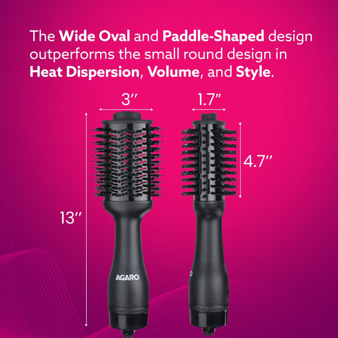 HV2179 Hot Air Brush for Hair, Blow Dryer Brush, Volumizer & Styler, 360° Airflow Vent, Oval Barrel for Hair Volume, Charcoal Bristles, Ceramic Coating Brushing Head, 1200W