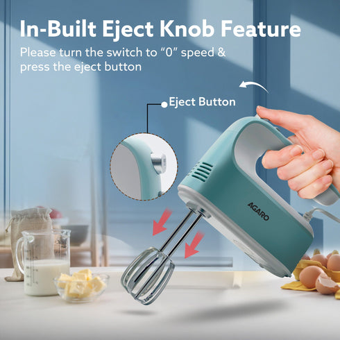 Regency Hand Mixer, Hand Mixer Blender, Detachable Beaters & Whisker/Dough Hooks, 300W, 5 Speed Settings