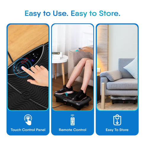 Regal Vibration Plate Massager, Home & Gym Workout Machine for Muscle Toning, Calorie Burning, Massaging & Weight Loss Comes with 5 Program Mode with Remote,2 Balance Straps, Black