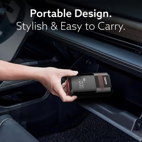 Galaxy Cordless Tyre Inflator, Portable Air Compressor, Flash Light, Power bank , Multipurpose Use, Rechargeable, Up to 150 PSI Air Pump for Car, Bike, Foot Balls, Inflatables, Black & Red