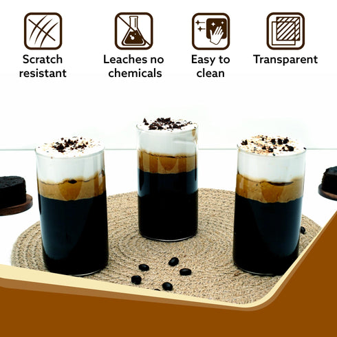 Elite Borosilicate Glass Tumbler, Serves Water, Cold Drinks, Juice, Milk, Pack of 6, 340 ml, Flame Proof Glasses, Microwave & Dishwasher Safe, Transparent