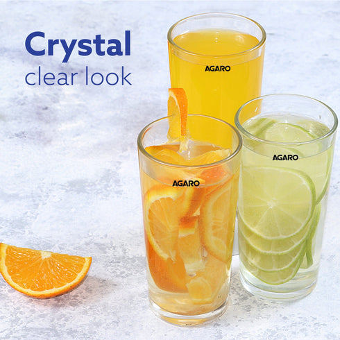 Elegant 290 ml Glasses Set of 6, Transparent Drinking Water Glass Set, Glass Tumbler for Water, Cold Drink, Juice, Dishwasher Safe, for Daily Use & Gifting